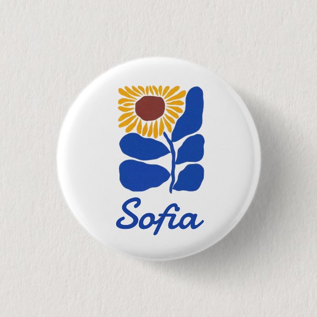 Personalisiertes Retro-Blumen-Daisy-Geschenk mit i Button (Vorderseite)