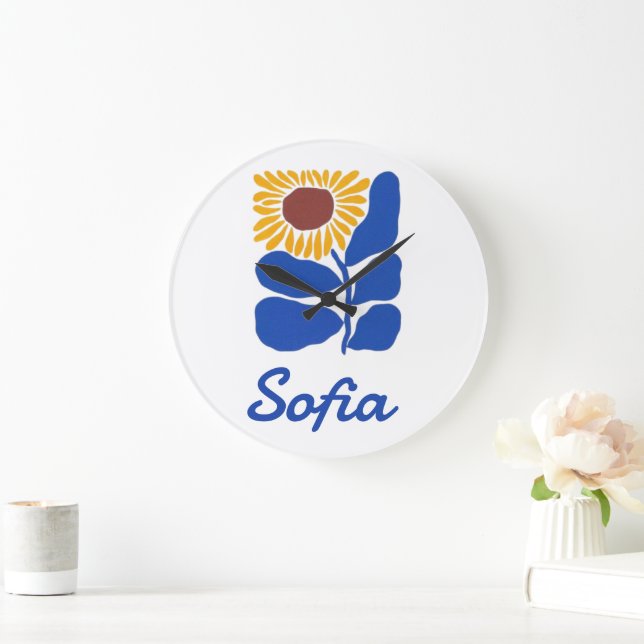 Personalisiertes Retro-Blumen-Daisy-Geschenk mit i Große Wanduhr (Zuhause)