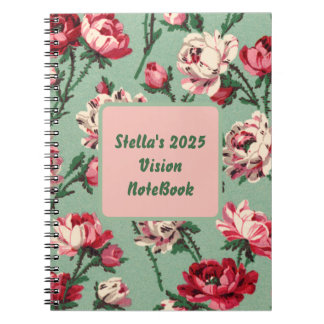 Personalisiertes Retro Blumenvision Notebook 2025 Notizblock