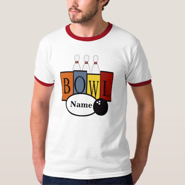 Personalisiertes Retro Bowlings-T-Shirt Geschenk T-Shirt (Vorderseite)