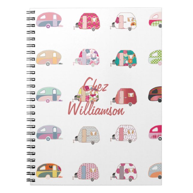 Personalisiertes Retro Caravans-Notebook Notizblock (Vorderseite)