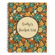 Personalisiertes Retro-Flower-Power-Spiraljournal