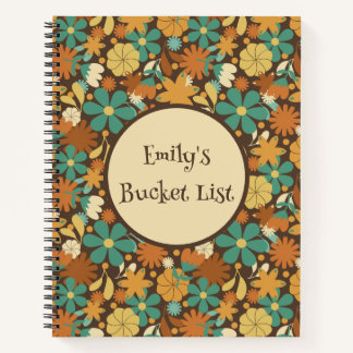 Personalisiertes Retro-Flower-Power-Spiraljournal Notizbuch