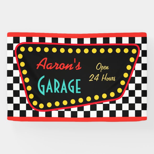 Personalisiertes Retro-Garagen-Schild  Banner (Horizontal)