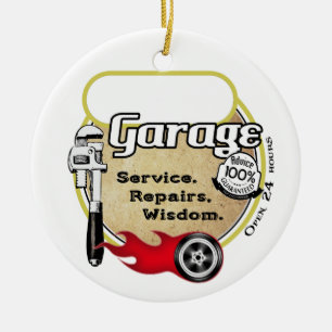 Personalisiertes Retro-Garagenschild Keramik Ornament