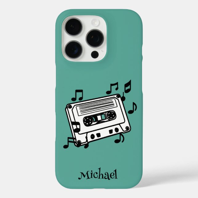 Personalisiertes Retro-Kassettenband mit Musiknote Case-Mate iPhone Hülle (Rückseite)