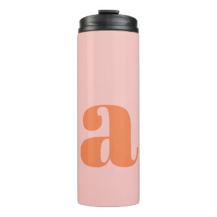 Personalisiertes Retro-Monogramm Brautjungfer Rosa Thermosbecher
