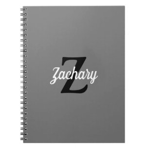 Personalisiertes Retro-Monogramm Grau Schwarz Weiß Notizblock