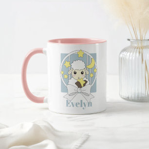 Personalisiertes Retro Pastell Blau Süßes Cartoon Tasse