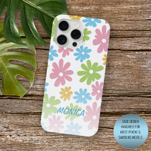 Personalisiertes Retro-Pastell-Blumenkunstmuster Case-Mate iPhone Hülle