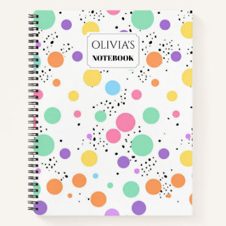 Personalisiertes Retro-Pastell-Punkt-Spiralnotizbu Notizbuch