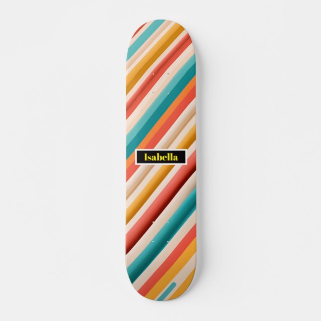 Personalisiertes Retro-Strip-Skateboard | Bunt Skateboard (Vorne)