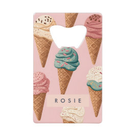 Personalisiertes Retro Vintag Ice Creme Kronmuster Geldbeutel Flaschenöffner