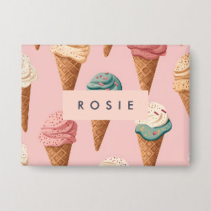 Personalisiertes Retro-Vintage-Eiscreme-Kegel-Must Button