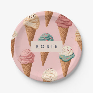 Personalisiertes Retro-Vintage-Eiscreme-Kegel-Must Pappteller