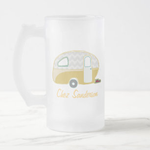 Personalisiertes Retro-Wohnwagen-Bierglas Mattglas Bierglas