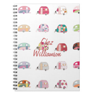 Personalisiertes Retro-Wohnwagen-Notizbuch Notizblock