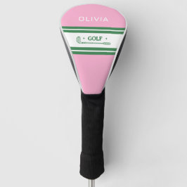 Personalisiertes Retrogeschenk in Rosa und Grün ge Golf Headcover