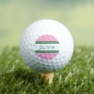 Personalisiertes Retrogeschenk in Rosa und Grün ge Golfball