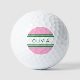 Personalisiertes Retrogeschenk in Rosa und Grün ge Golfball