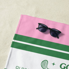 Personalisiertes Retrogeschenk in Rosa und Grün ge Strandtuch