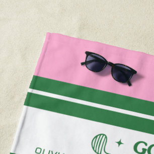 Personalisiertes Retrogeschenk in Rosa und Grün ge Strandtuch
