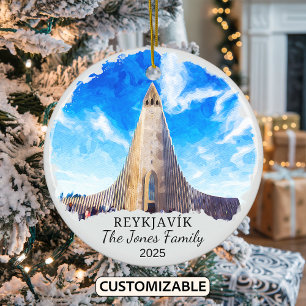 Personalisiertes Reykjavík Ornament, Island Keramik Ornament