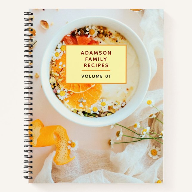 Personalisiertes Rezept Buch mit Name. Moderne Fam (Vorderseite)