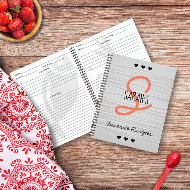 Personalisiertes Rezept für moderne Skripte Notizbuch (Personalized Modern Script Monogram Recipe Notebook)