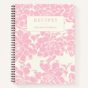 Personalisiertes Rezept im Vintage-Rosa-Blumenmust Notizbuch