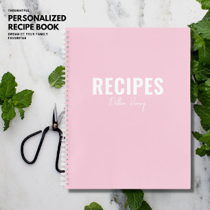 Personalisiertes Rezept - Modernes, rosafarbenes B Notizbuch