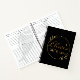 Personalisiertes Rezept Schwarz und Gold Notizbuch