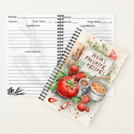 Personalisiertes Rezept Wasserfarben Illustration Notizbuch