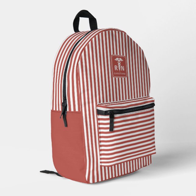 Personalisiertes RN Modernes und elegantes Streife Bedruckter Rucksack (Rückseitige Ecke links)