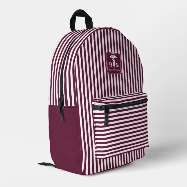 Personalisiertes RN Modernes und elegantes Streife Bedruckter Rucksack (Rückseitige Ecke links)