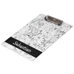 Personalisiertes Roboterschiff und Alien Moon Klemmbrett