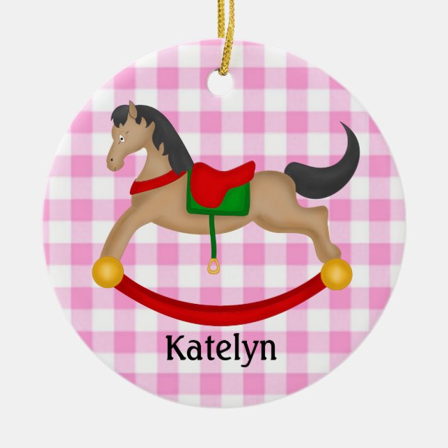 Personalisiertes Rocking Horse Weihnachtsschmuck (Vorne)