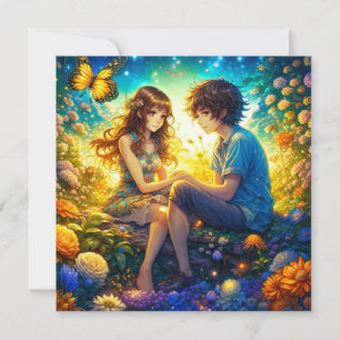 Personalisiertes romantisches Anime-Paar zum Valen Karte