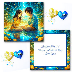 Personalisiertes romantisches Anime-Paar zum Valen Karte