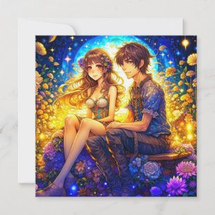 Personalisiertes romantisches Anime-Paar zum Valen Karte