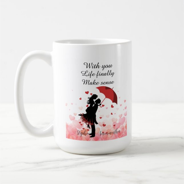 Personalisiertes romantisches Geschenk zum ersten  Kaffeetasse (Links)