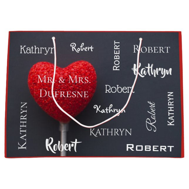 Personalisiertes romantisches Herz Große Geschenktüte (Vorderseite)