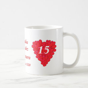 Personalisiertes romantisches Herz Quinceanera Kaffeetasse