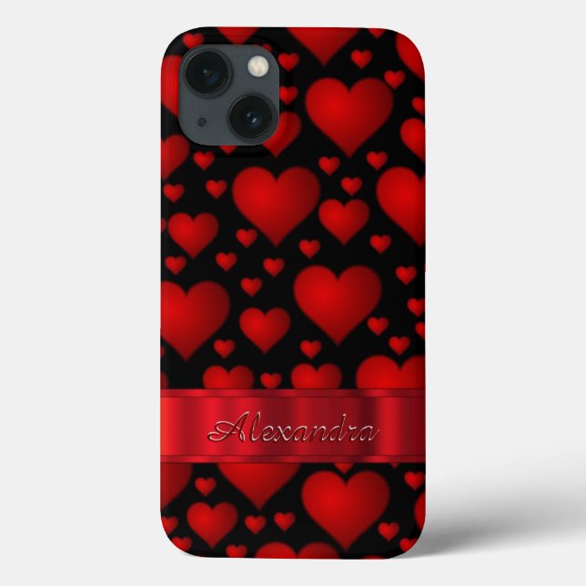 Personalisiertes romantisches Herzmuster Case-Mate iPhone Hülle (Rückseite)