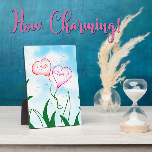Personalisiertes romantisches Schild Herzballons a Fotoplatte