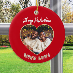 Personalisiertes romantisches Valentinstag-Foto fü Keramik Ornament