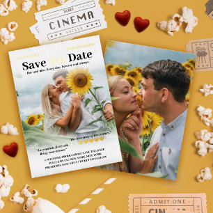 Personalisiertes Romcom-Poster-Foto Save-the-Date Folieneinladung