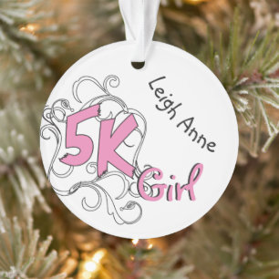 Personalisiertes Rosa 5k Mädchen Läufer Design Fro Ornament