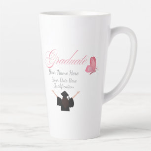 Personalisiertes rosa Abschlussgeschenk, individue Milchtasse