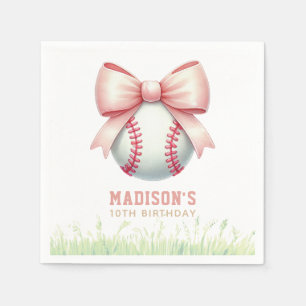 Personalisiertes rosa Baseball-Schleifen-Mädchen-G Serviette